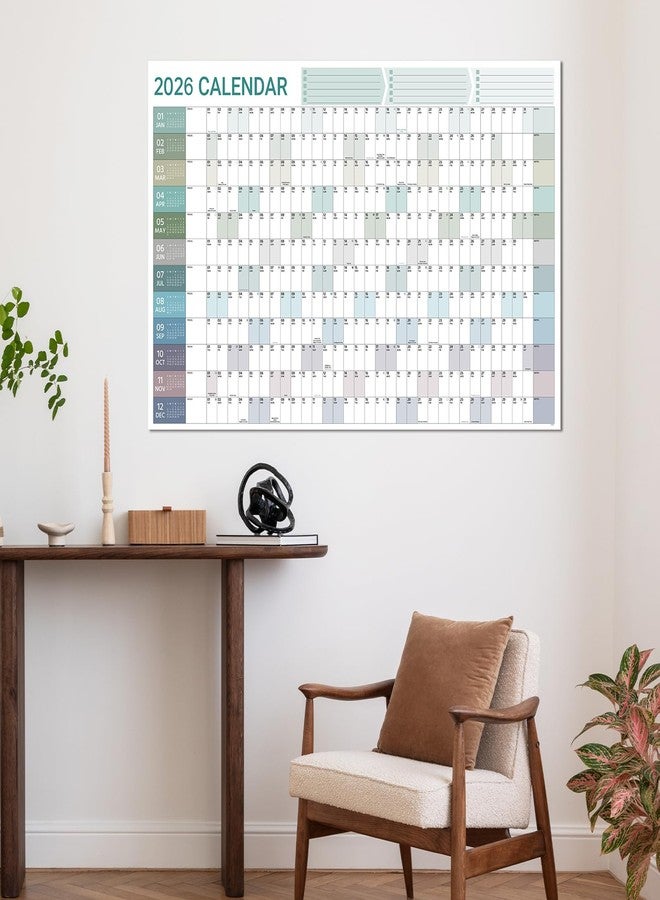 Coboll 2026 Yearly Wall Calendar - 2026 Wall Calendar in One Page, January - December, 34.8'' x 23.1'', Thick Paper Folded, 2026 Yearly Calendars 12 Months with Round Stickers - Image 2